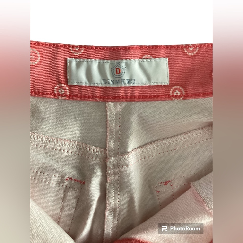 Dismero Womens Casual Pants Pink Salmon Circle Print Made in Italy Sz S - Picture 4 of 7